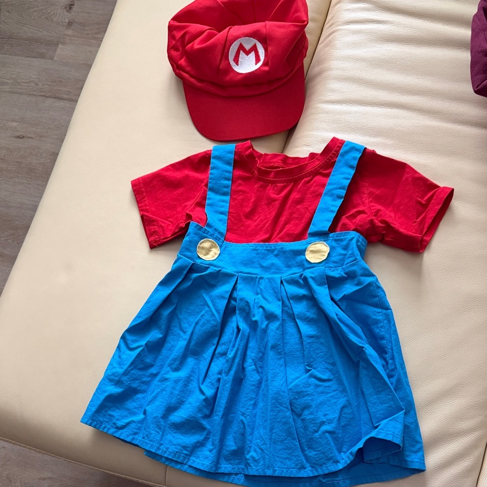 Girls Mario Red and Blue Costume Set Size 100